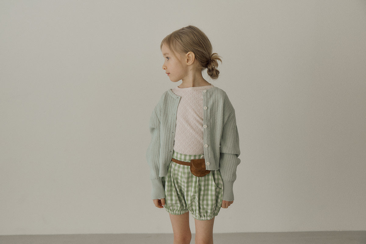 ［inné］Leni bloomer - Detachable suspenders (green gingham)