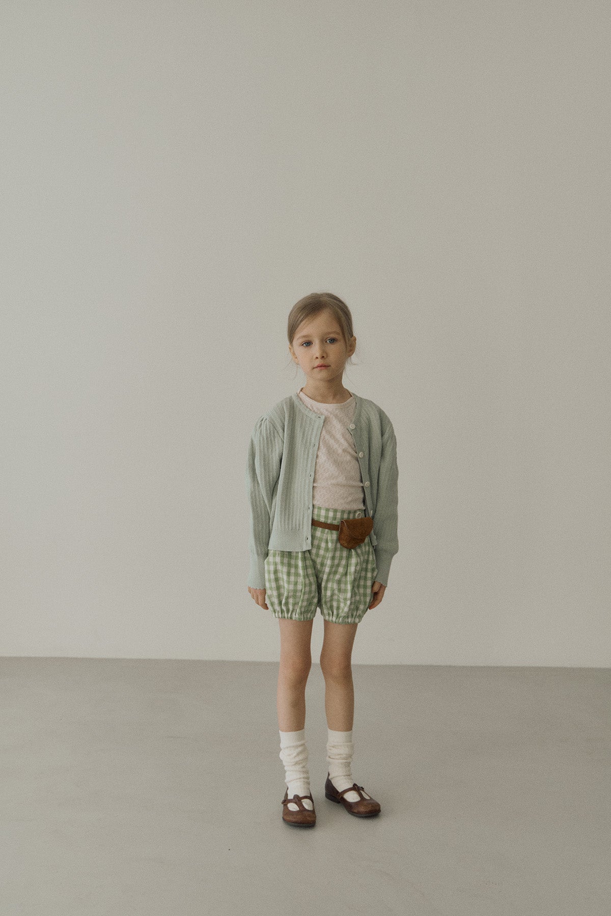 ［inné］Leni bloomer - Detachable suspenders (green gingham)