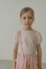 ［inné］Judy flare skirt - Detachable suspenders (pink gingham)