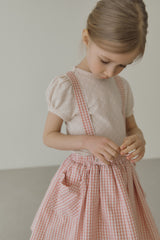 ［inné］Judy flare skirt - Detachable suspenders (pink gingham)