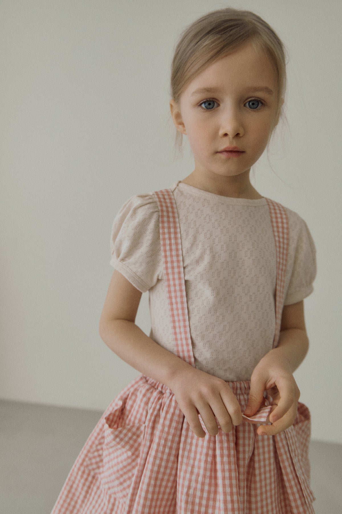 ［inné］Judy flare skirt - Detachable suspenders (pink gingham)