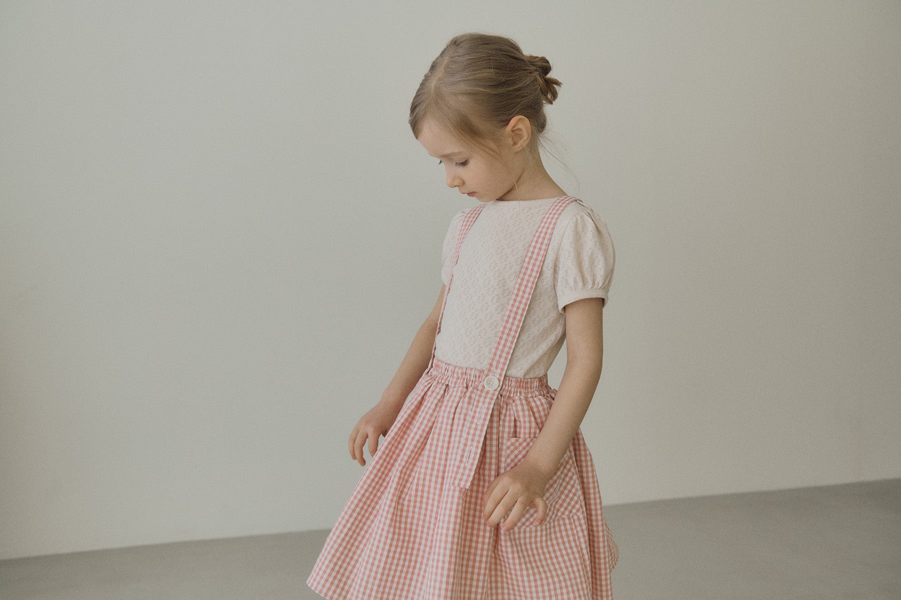 ［inné］Judy flare skirt - Detachable suspenders (pink gingham)