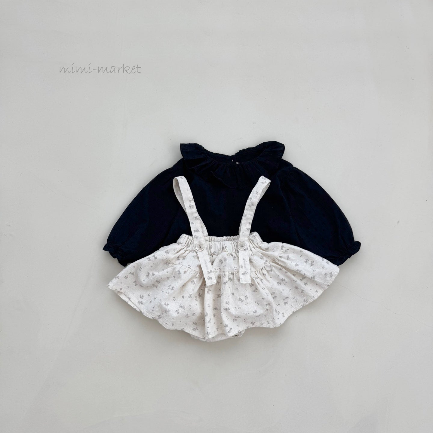 ［mimi market］Leaf suspender skirt
