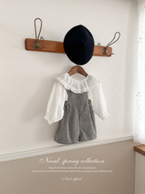 Mini check suspender pants