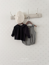 Mini check suspender rompers
