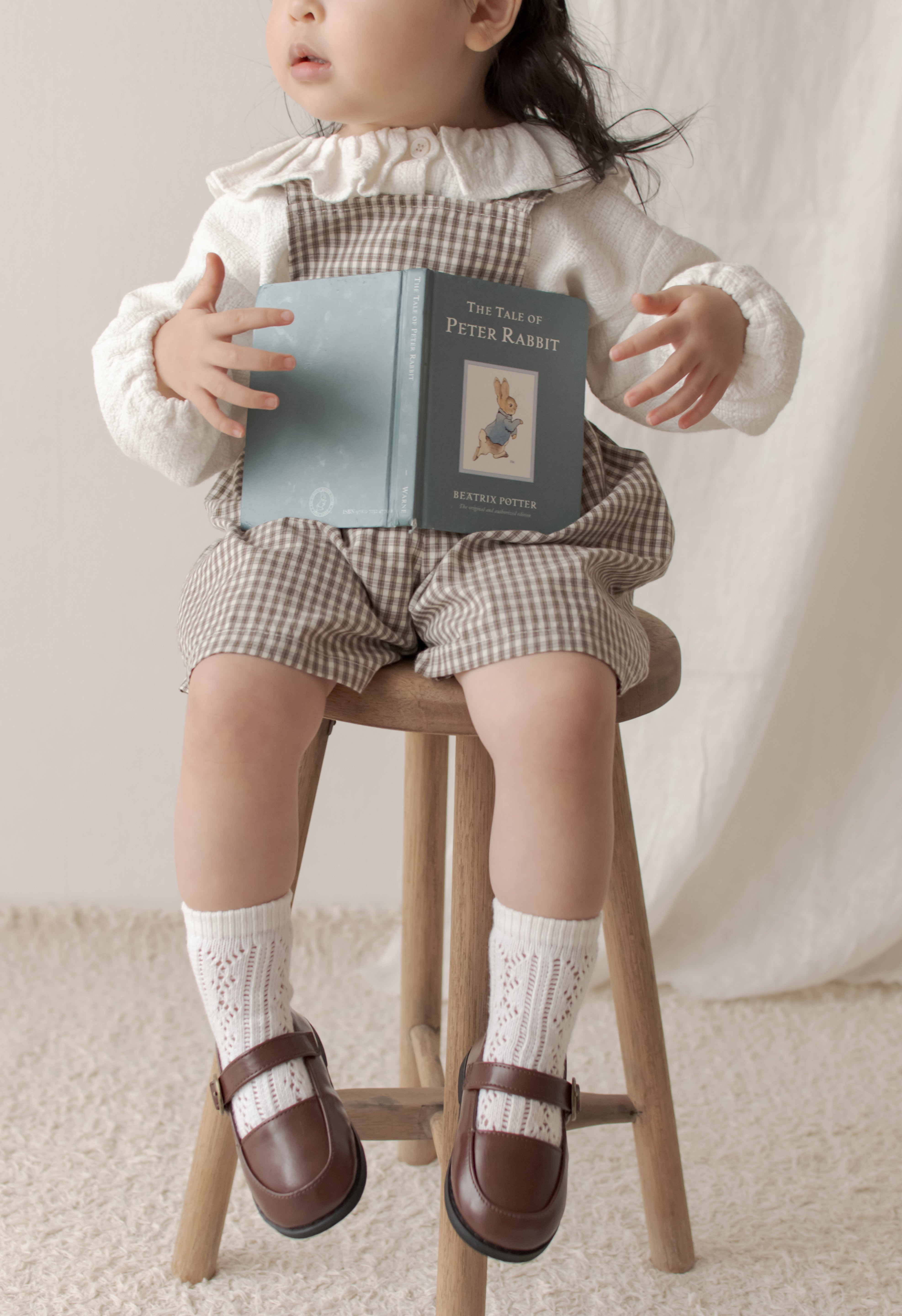 Mini check suspender pants