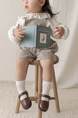 Mini check suspender pants