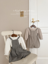 Mini check suspender pants