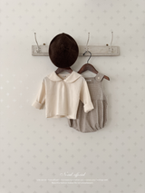 Mini check suspender rompers