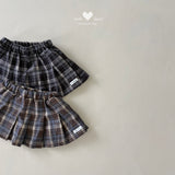 ［Lala land］Eve check pleats skirt