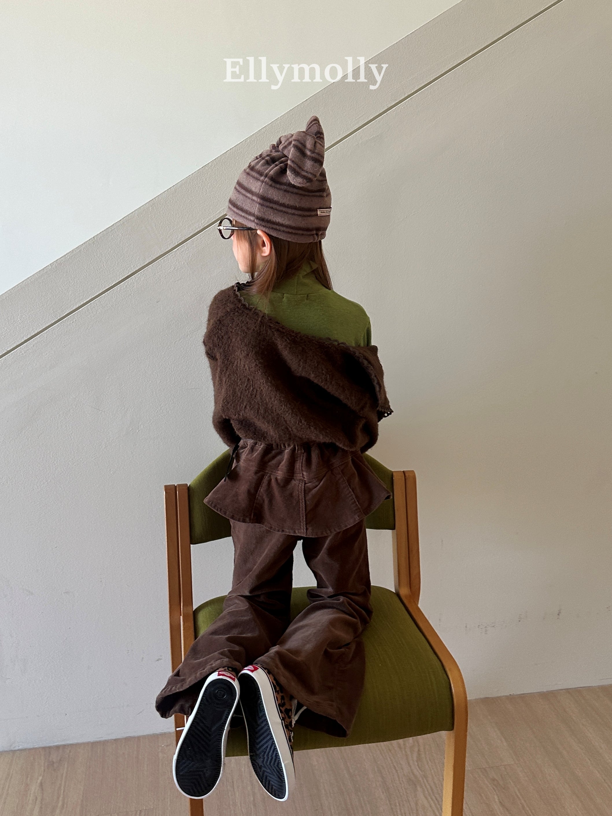 ［ELLY MOLLY］Selly peach frill flare pants