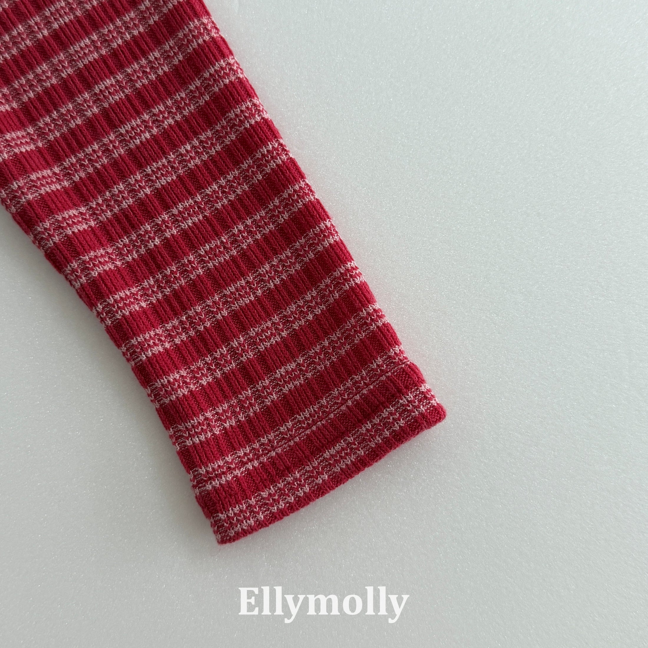 ［ELLY MOLLY］Loen stripe frill cardigan
