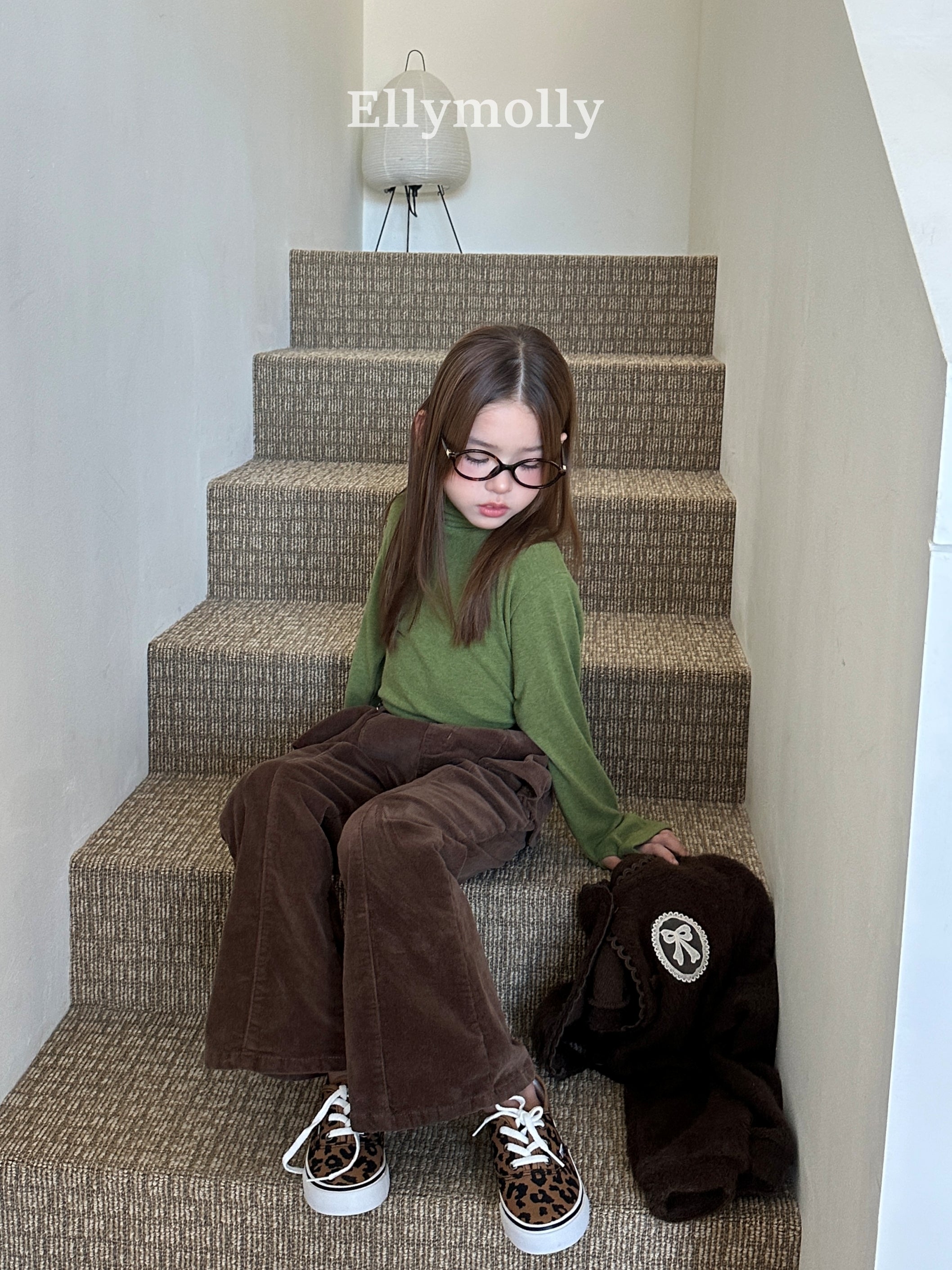 ［ELLY MOLLY］Selly peach frill flare pants