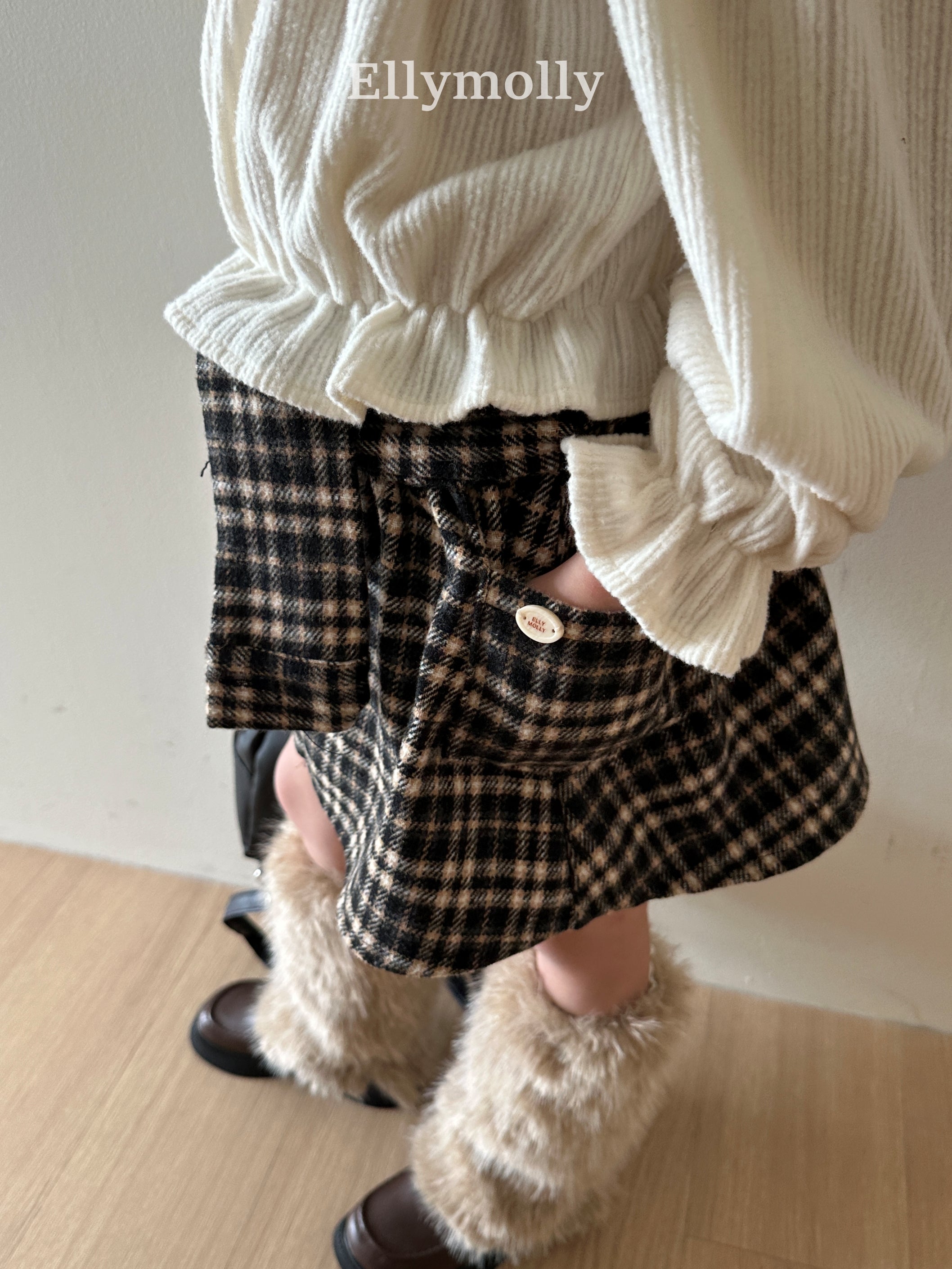 ［ELLY MOLLY］Miso check wrap pants