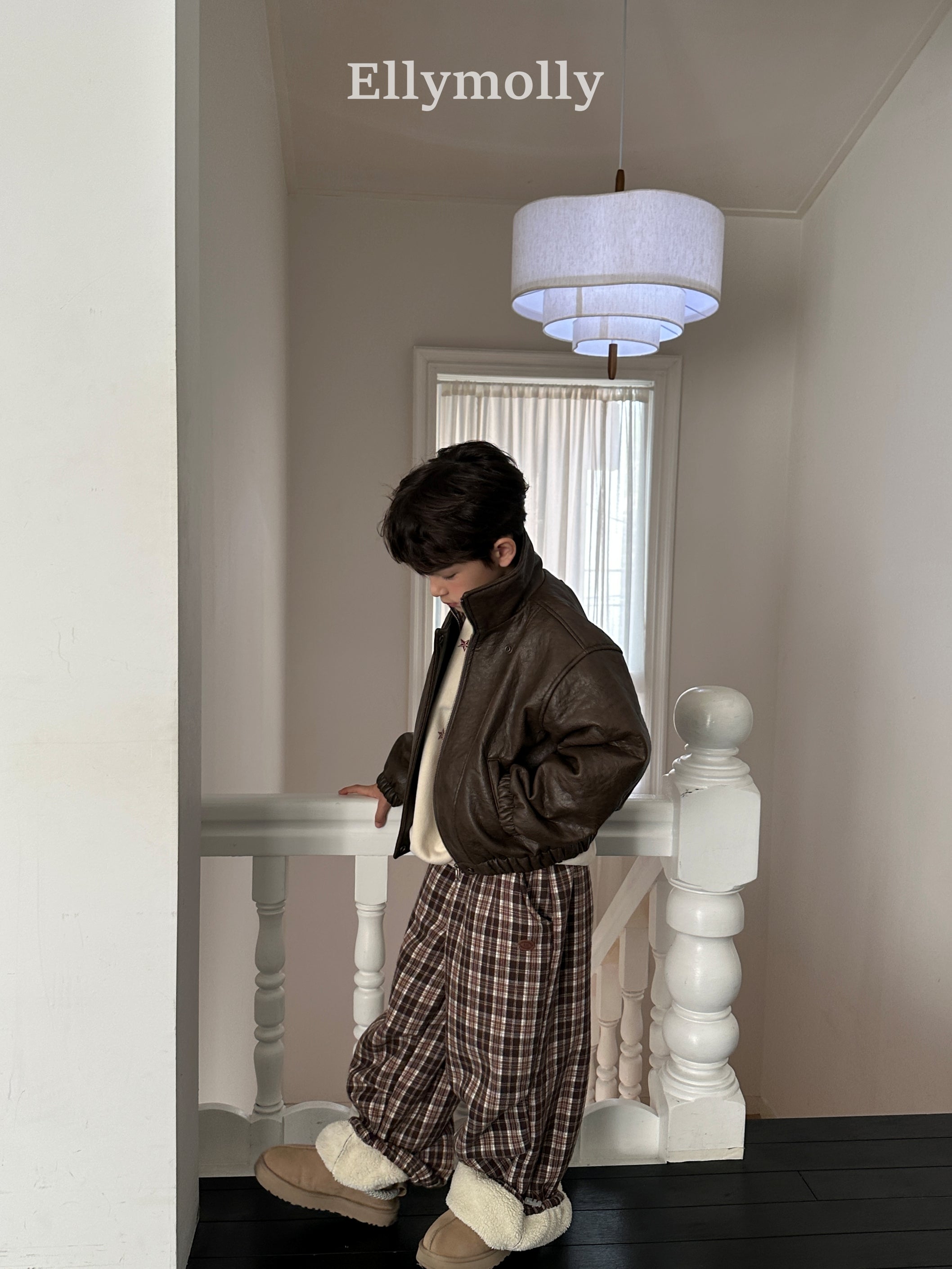 ［ELLY MOLLY］Teddy fur check pants