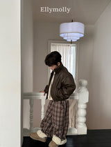 ［ELLY MOLLY］Teddy fur check pants