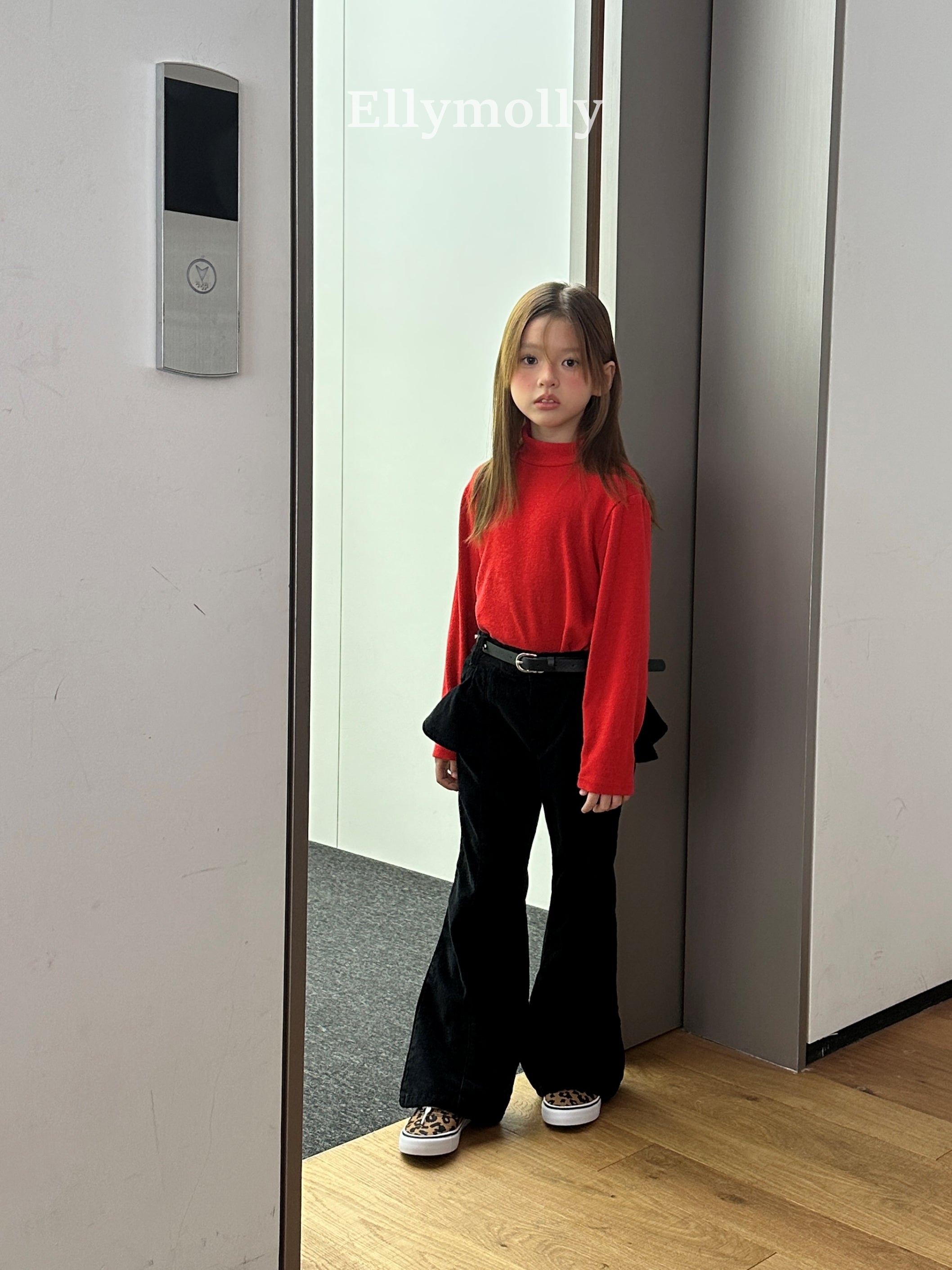 ［ELLY MOLLY］Selly peach frill flare pants