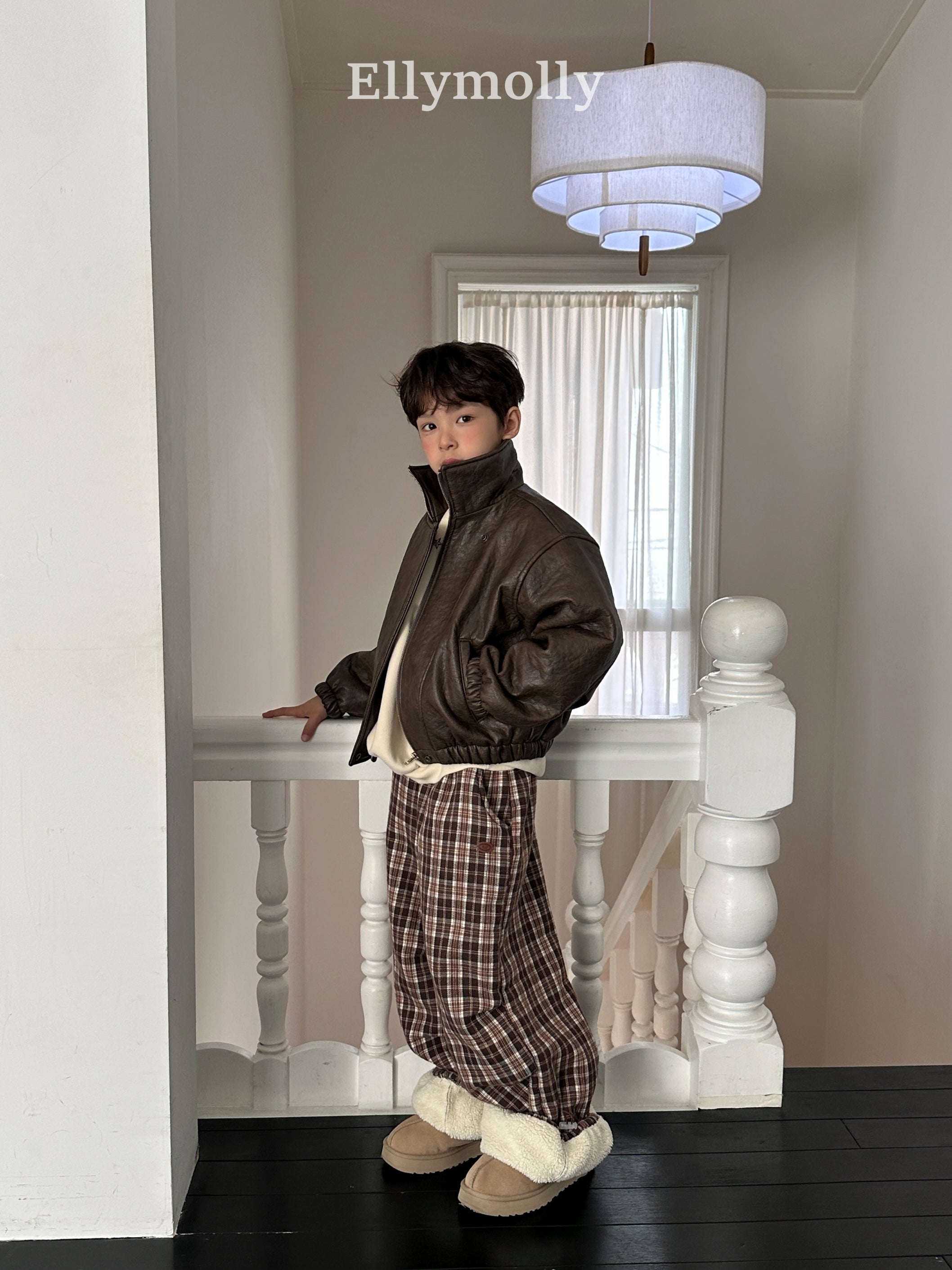 ［ELLY MOLLY］Teddy fur check pants