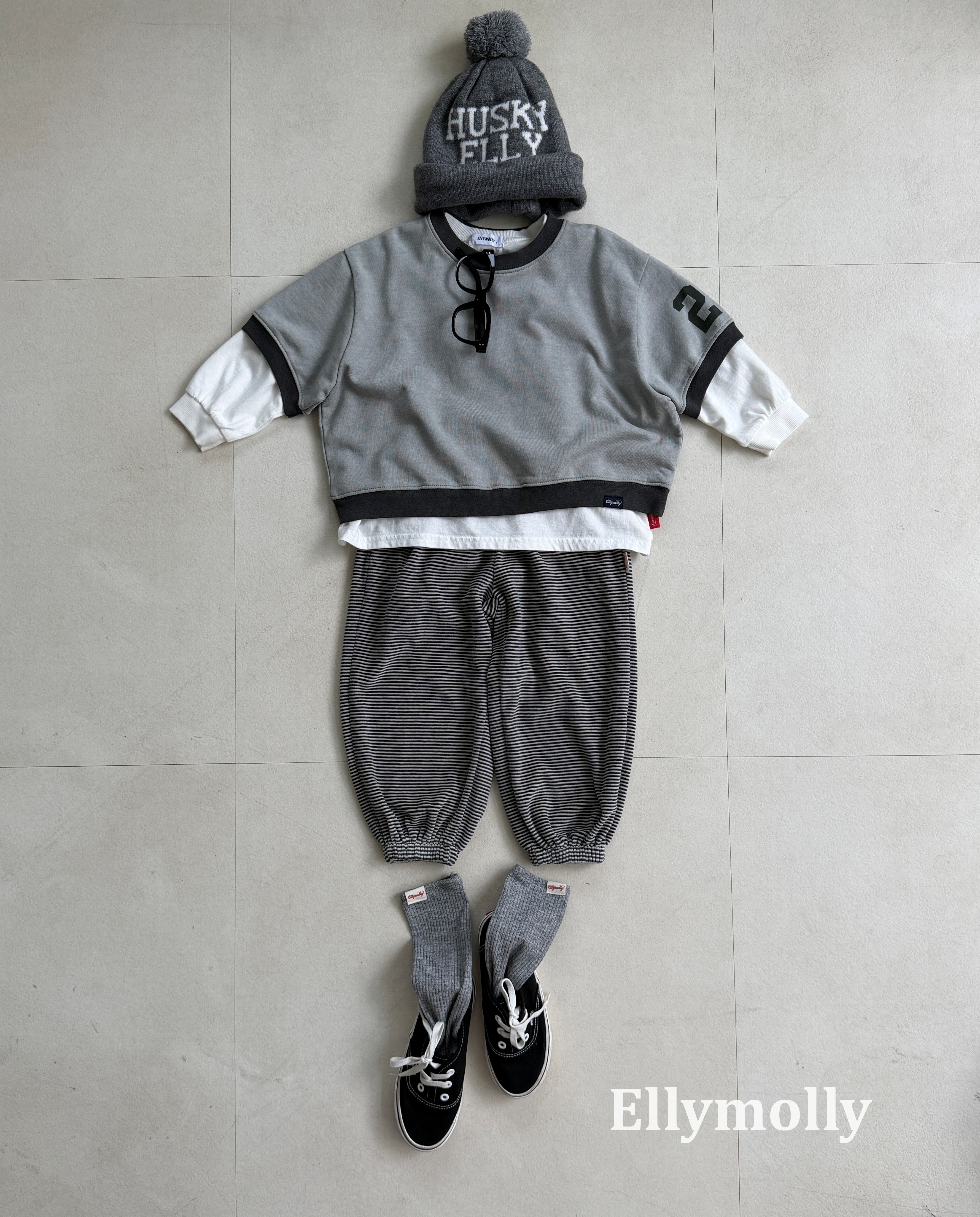 ［ELLY MOLLY］Velvet stripe jogger pants