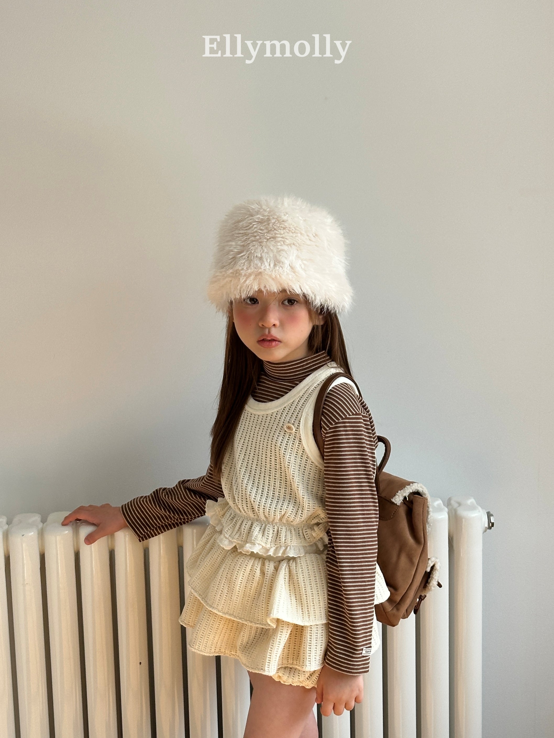 ［ELLY MOLLY］Mue stripe halfneck tee