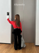 ［ELLY MOLLY］Selly peach frill flare pants