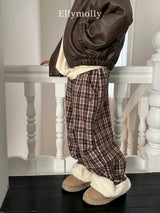 ［ELLY MOLLY］Teddy fur check pants