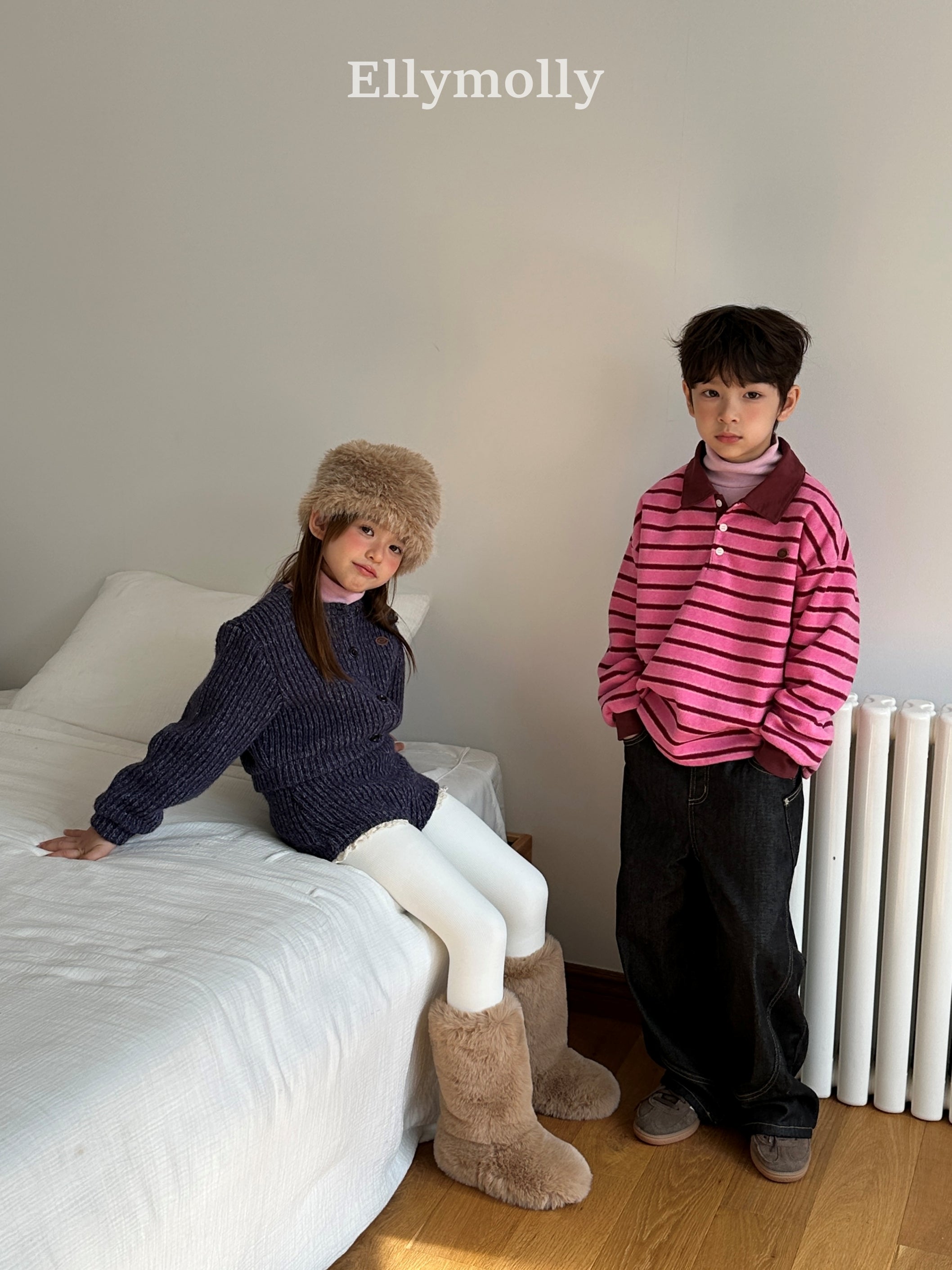 ［ELLY MOLLY］Pompom snow collar tee