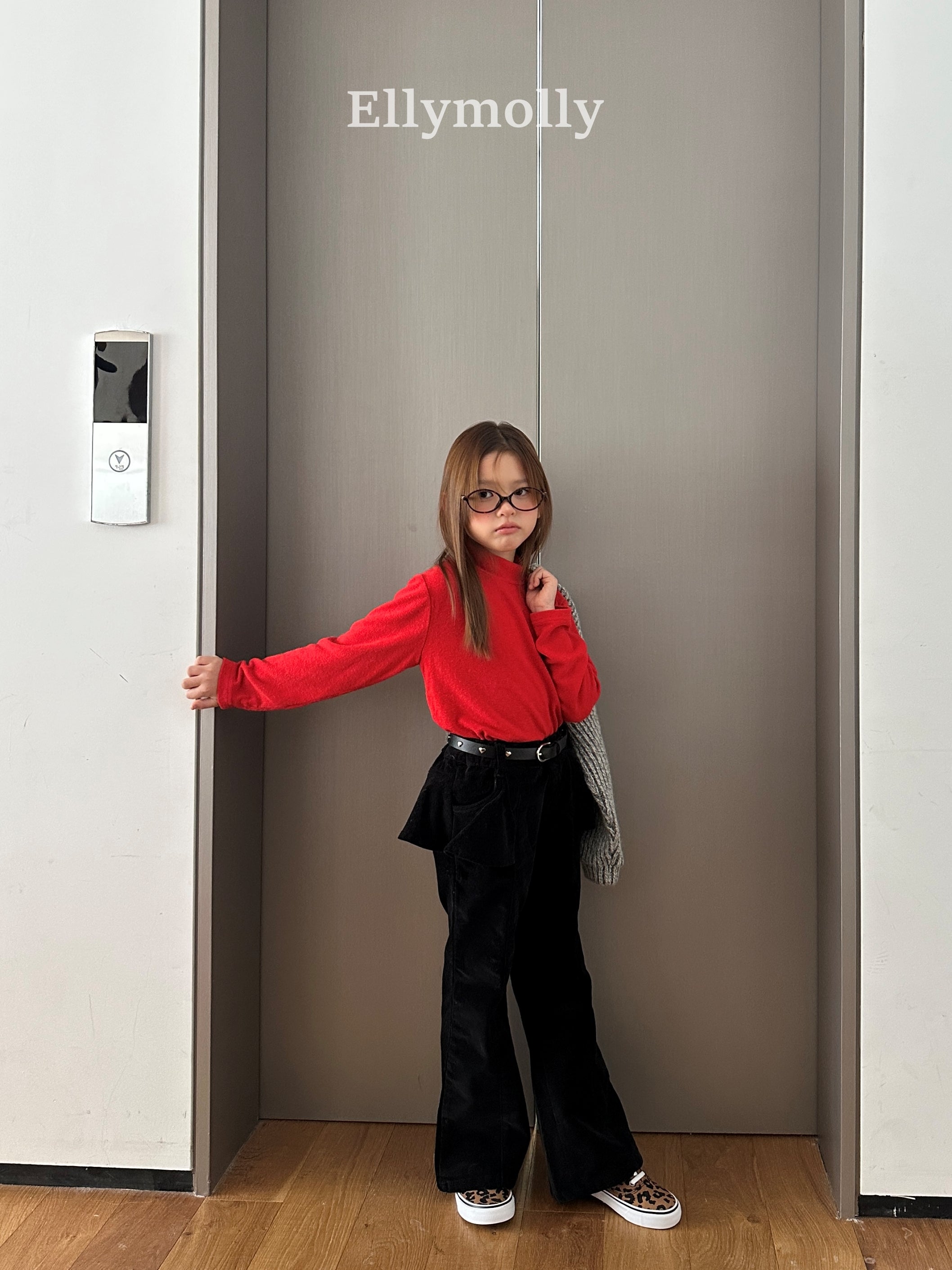 ［ELLY MOLLY］Selly peach frill flare pants