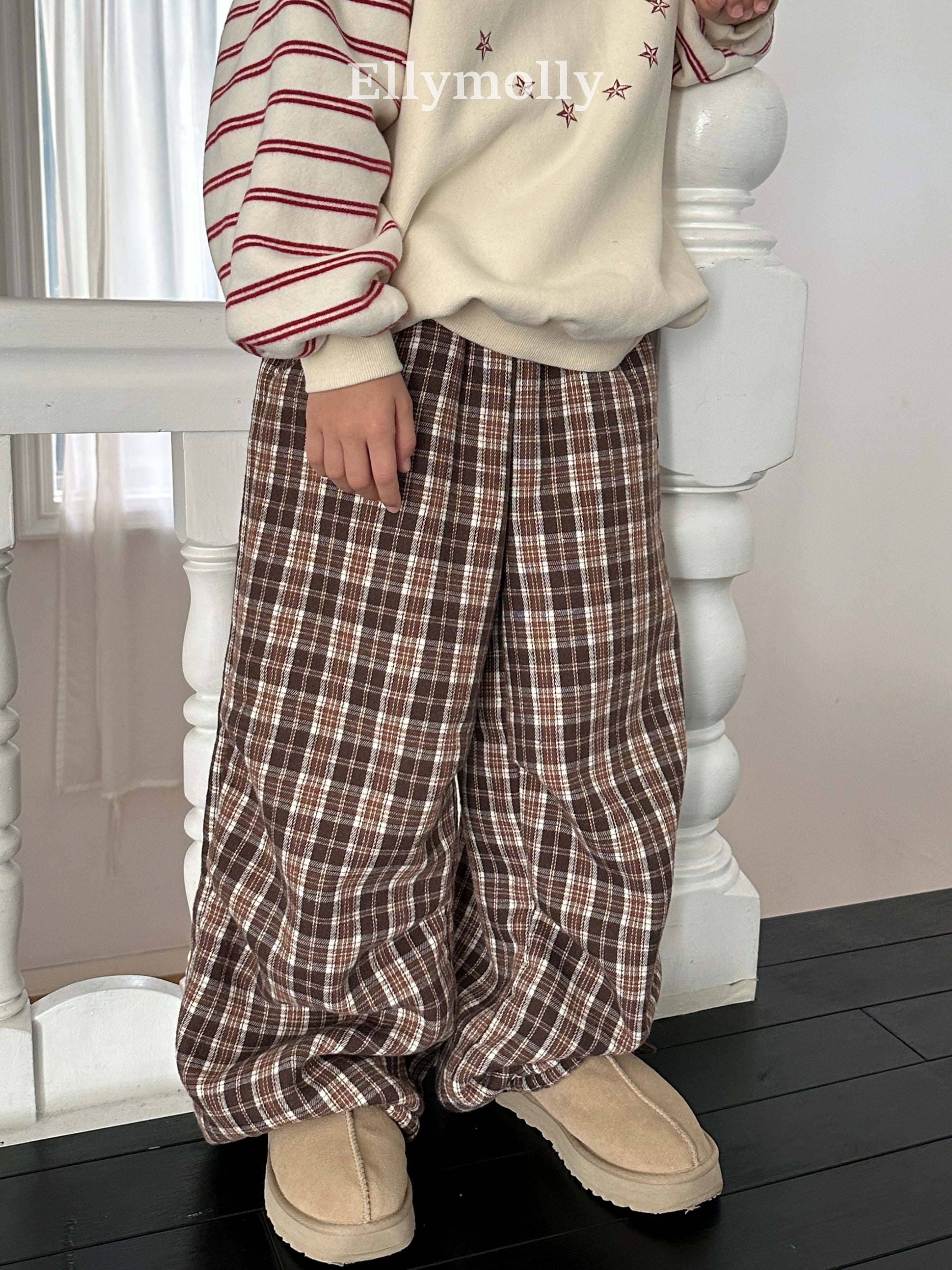 ［ELLY MOLLY］Teddy fur check pants