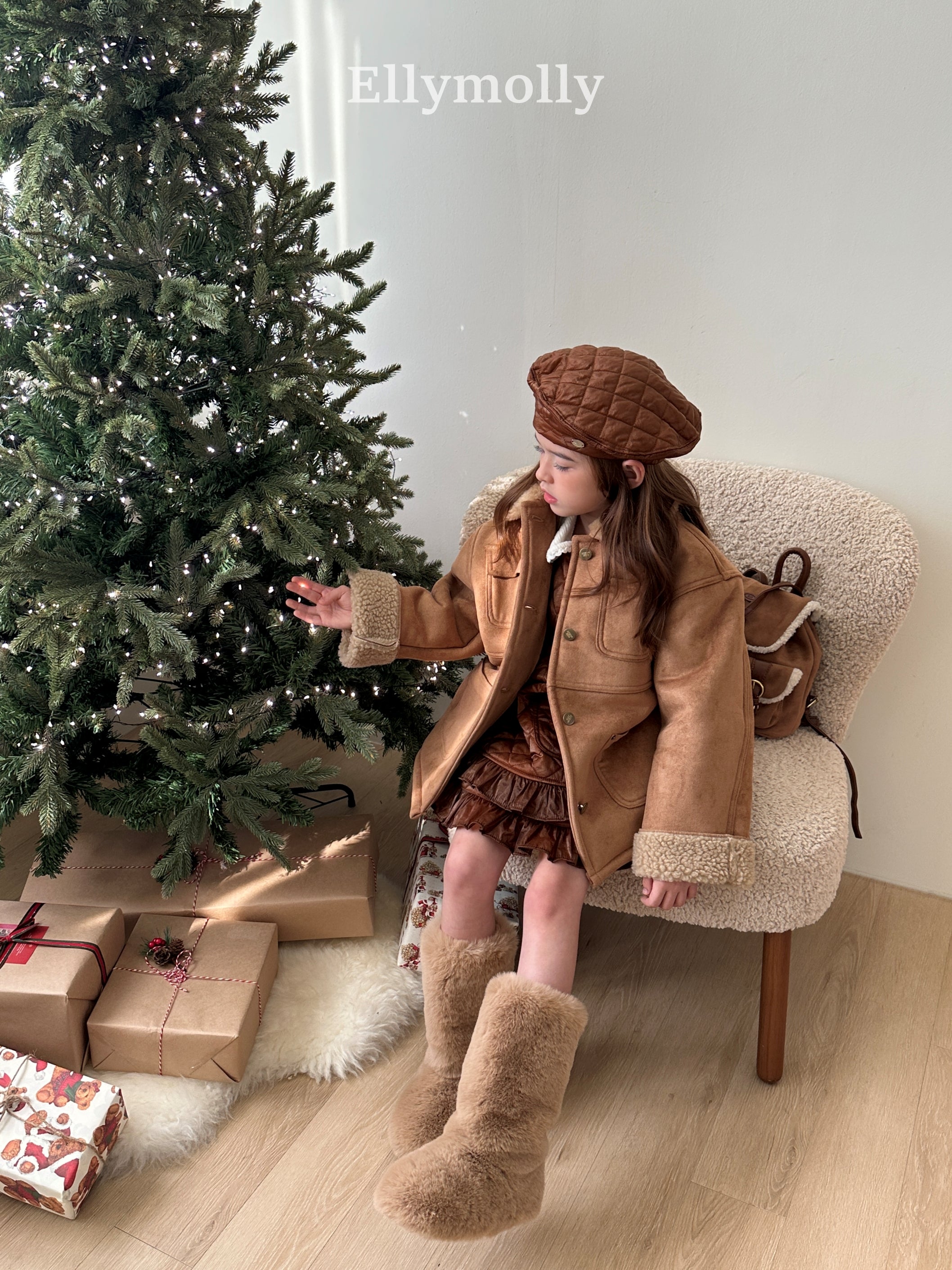 ［ELLY MOLLY］Soft tow tone mouton jacket