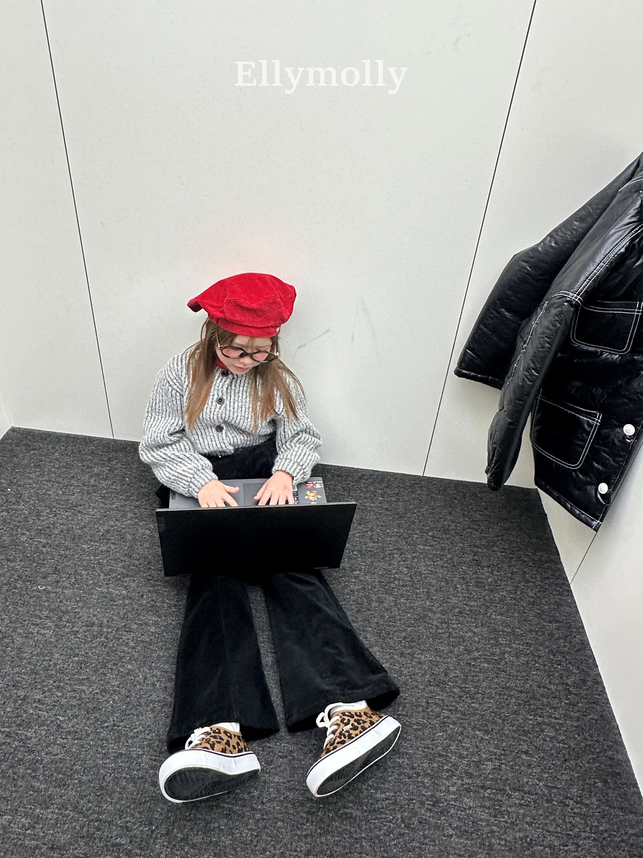 ［ELLY MOLLY］Selly peach frill flare pants