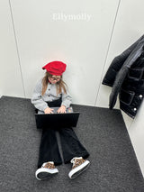 ［ELLY MOLLY］Selly peach frill flare pants