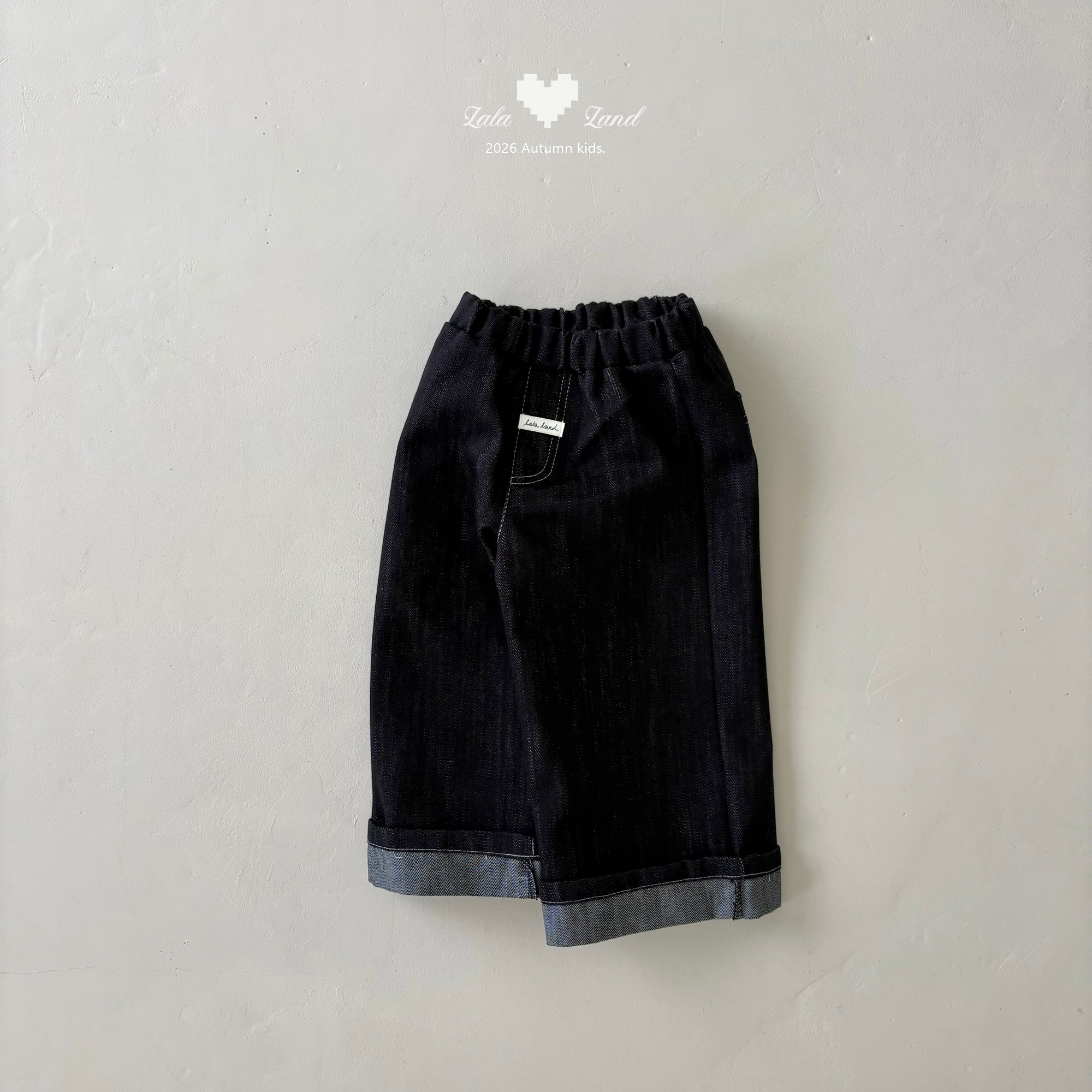 ［Lala land］Roll up denim pants
