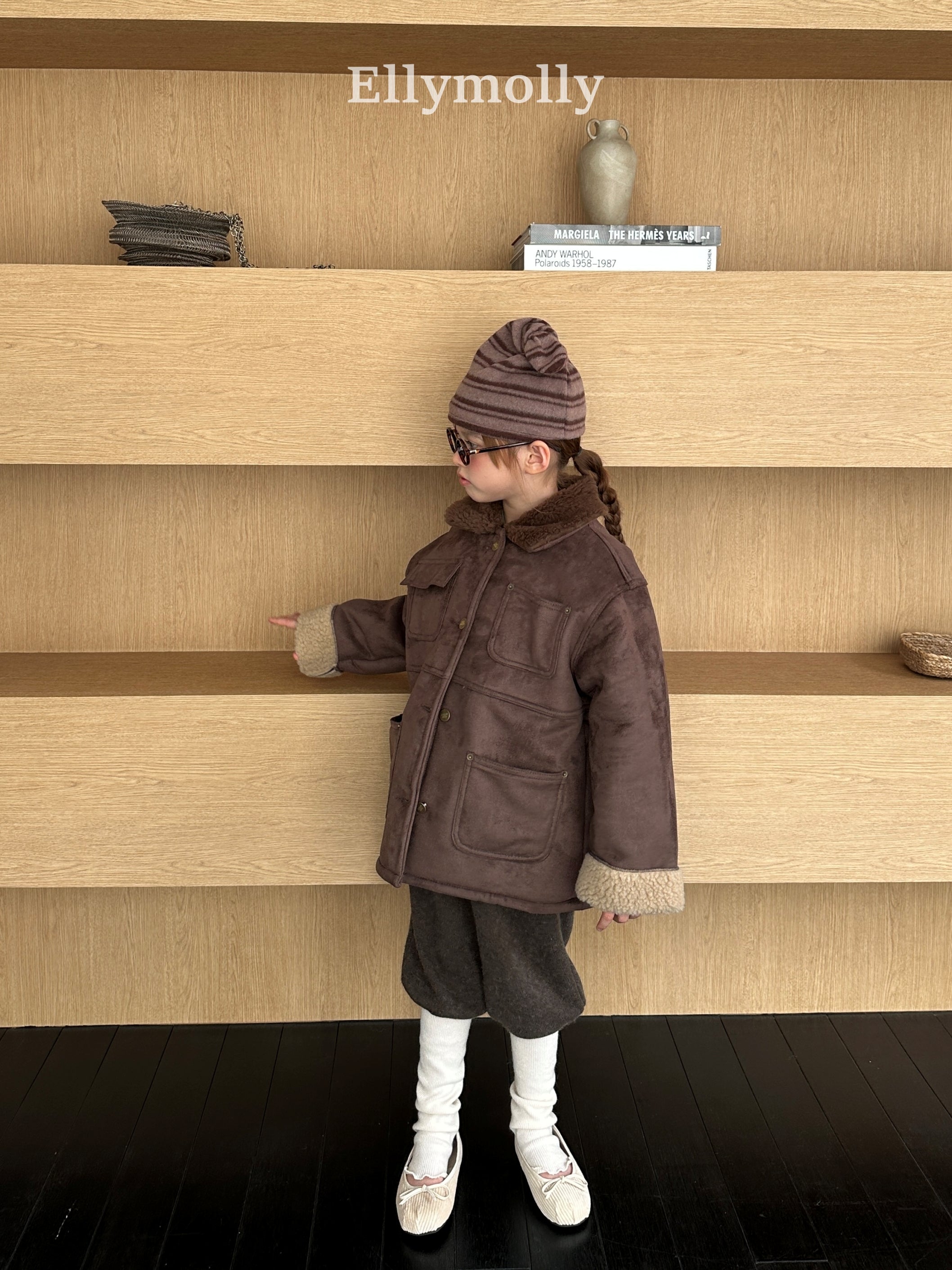 ［ELLY MOLLY］Soft tow tone mouton jacket