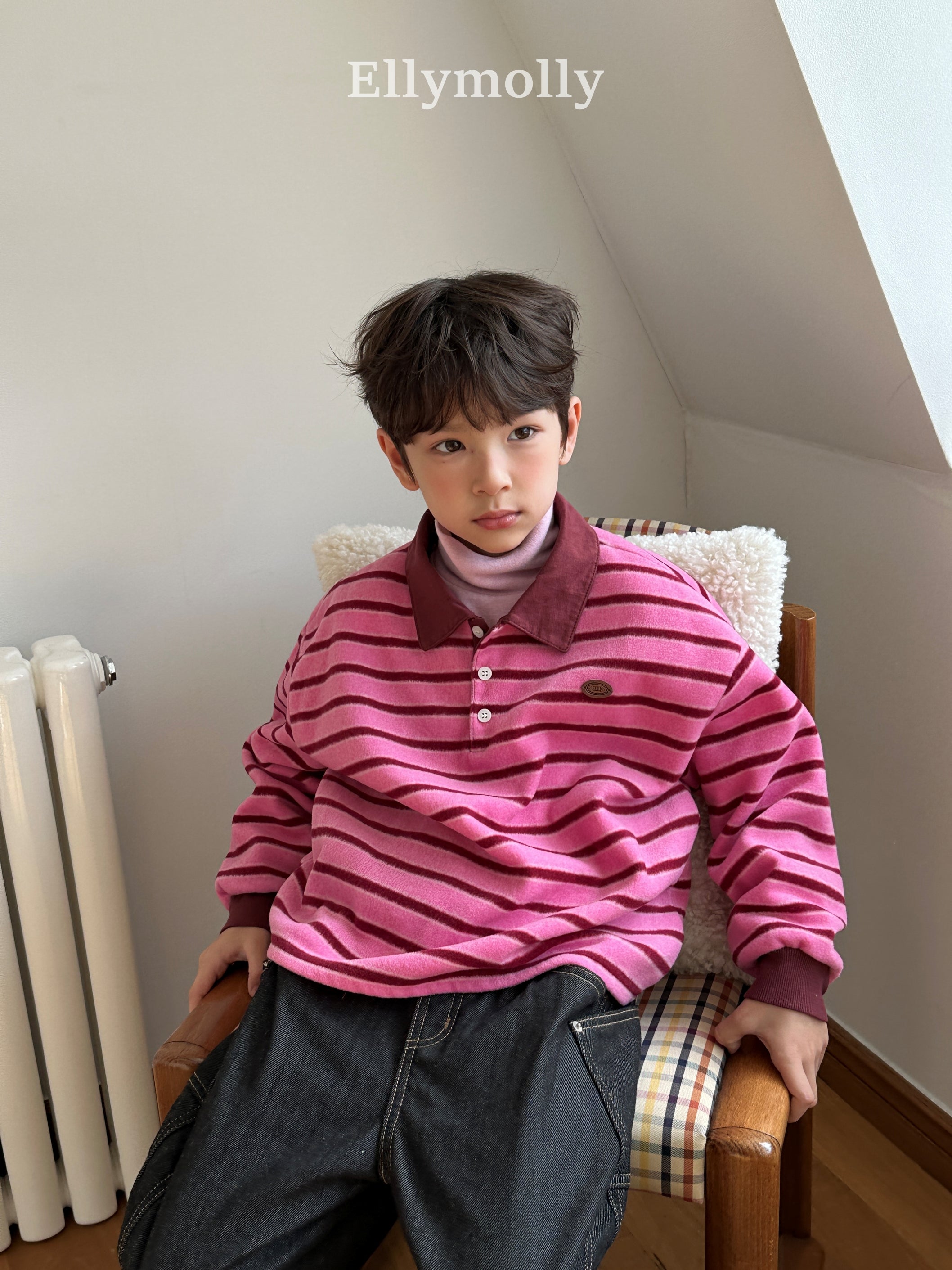 ［ELLY MOLLY］Pompom snow collar tee