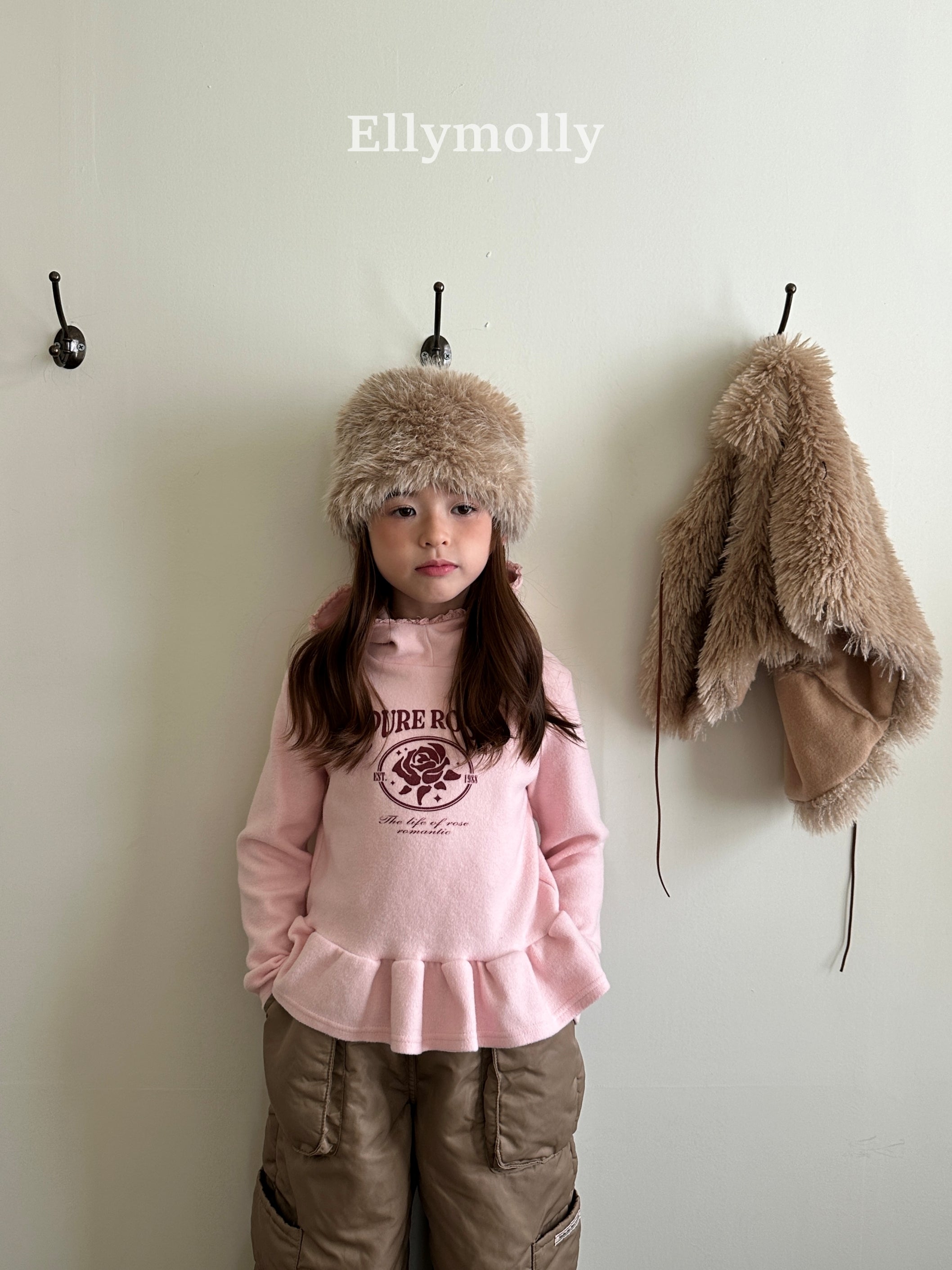 ［ELLY MOLLY］Rose frill hoodie