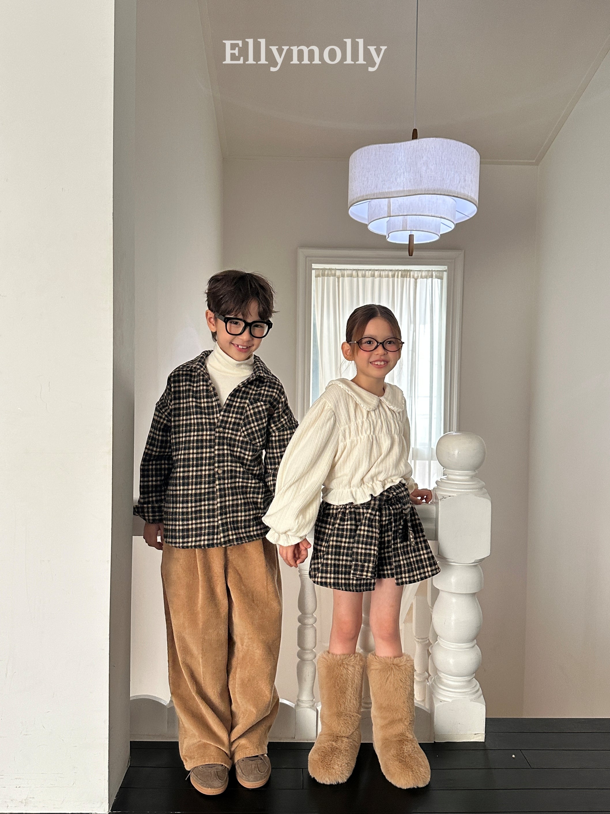 ［ELLY MOLLY］Miso check wrap pants