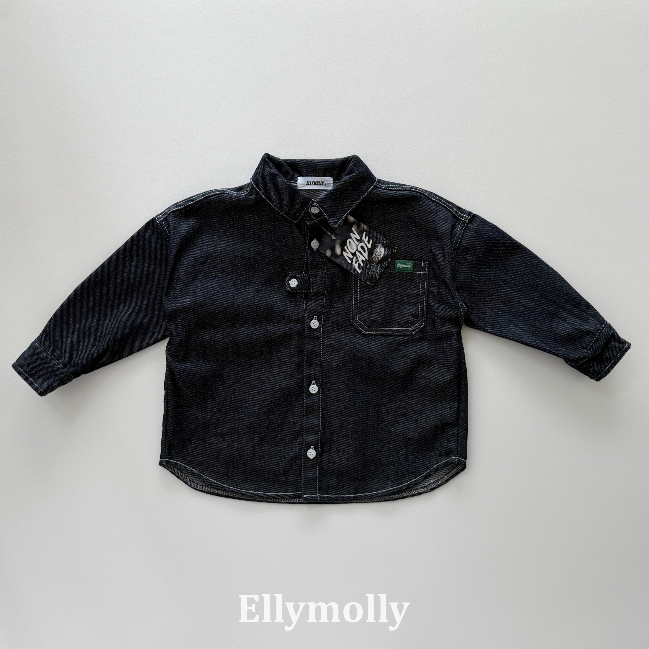 ［ELLY MOLLY］Bijou non-fade denim shirt