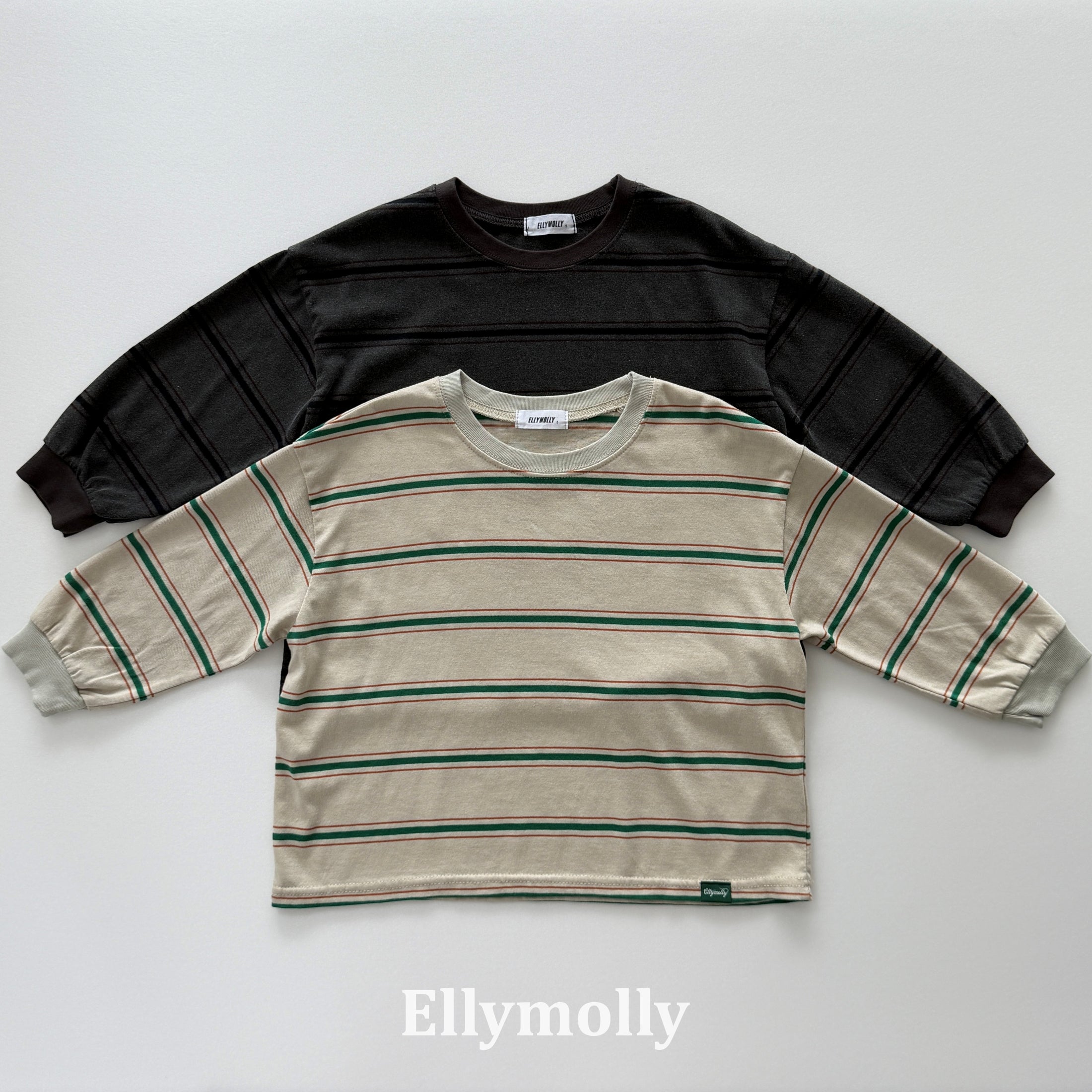 ［ELLY MOLLY］Domino stripe pigment tee