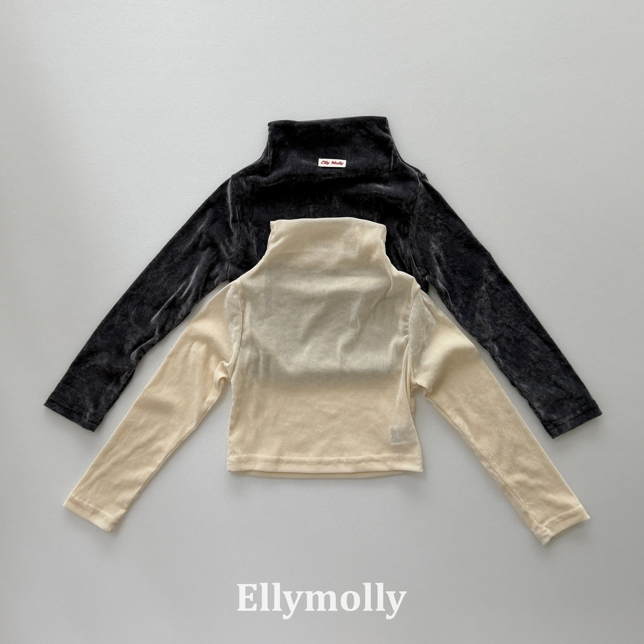 ［ELLY MOLLY］Velvet high neck tops