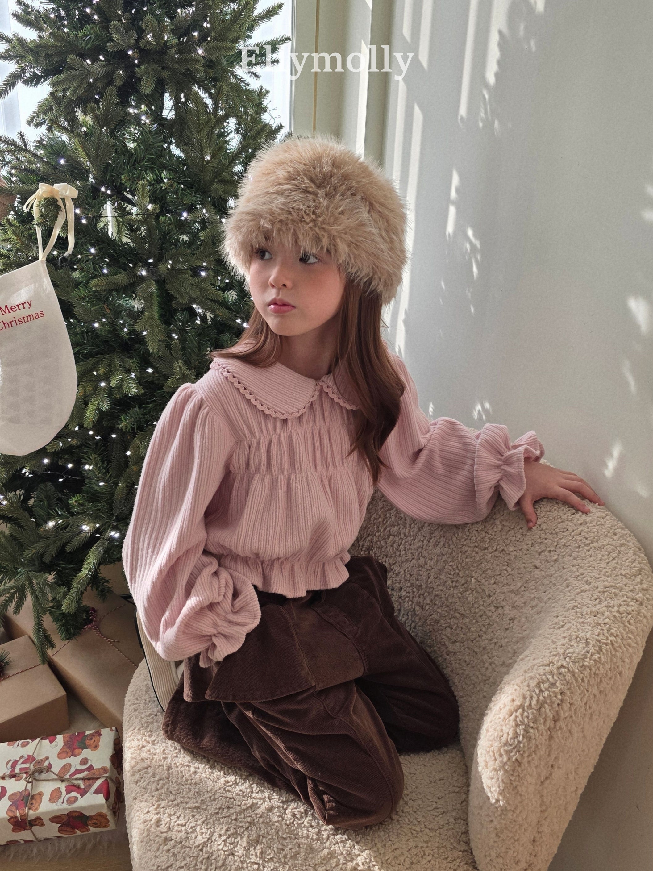 ［ELLY MOLLY］Honey round collar blouse