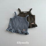 ［ELLY MOLLY］Shadow crop frill camisole tops