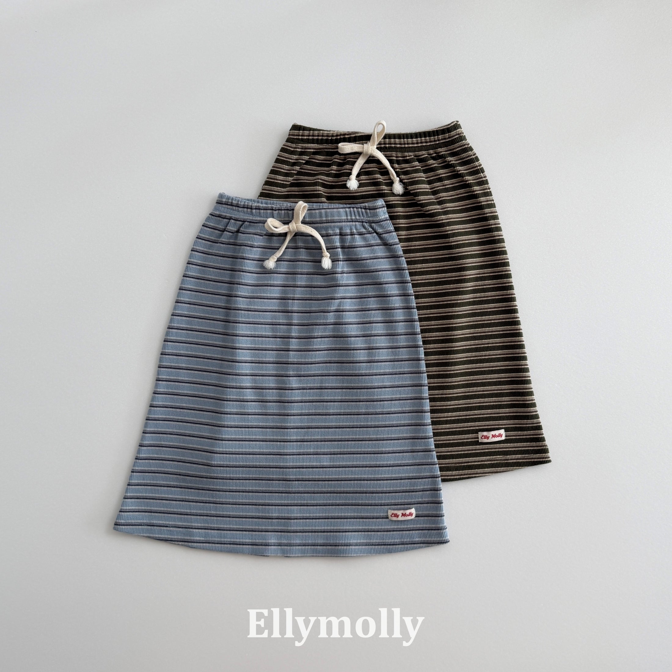 ［ELLY MOLLY］Shadow stripe long skirt