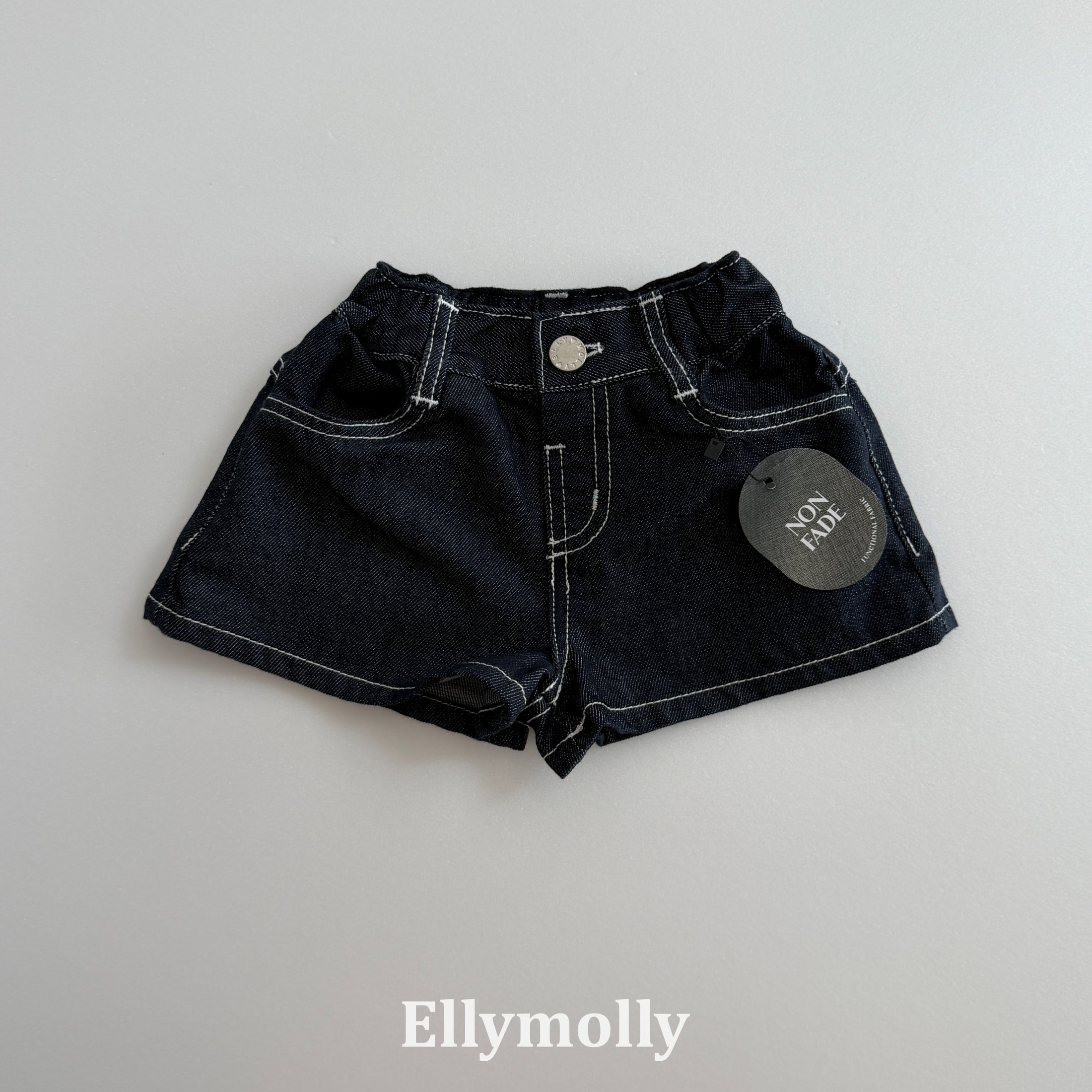［ELLY MOLLY］Flap non-fade denim short pants