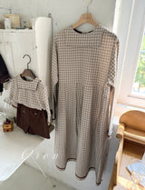 ［OREN］Brunette check one-piece (mom)