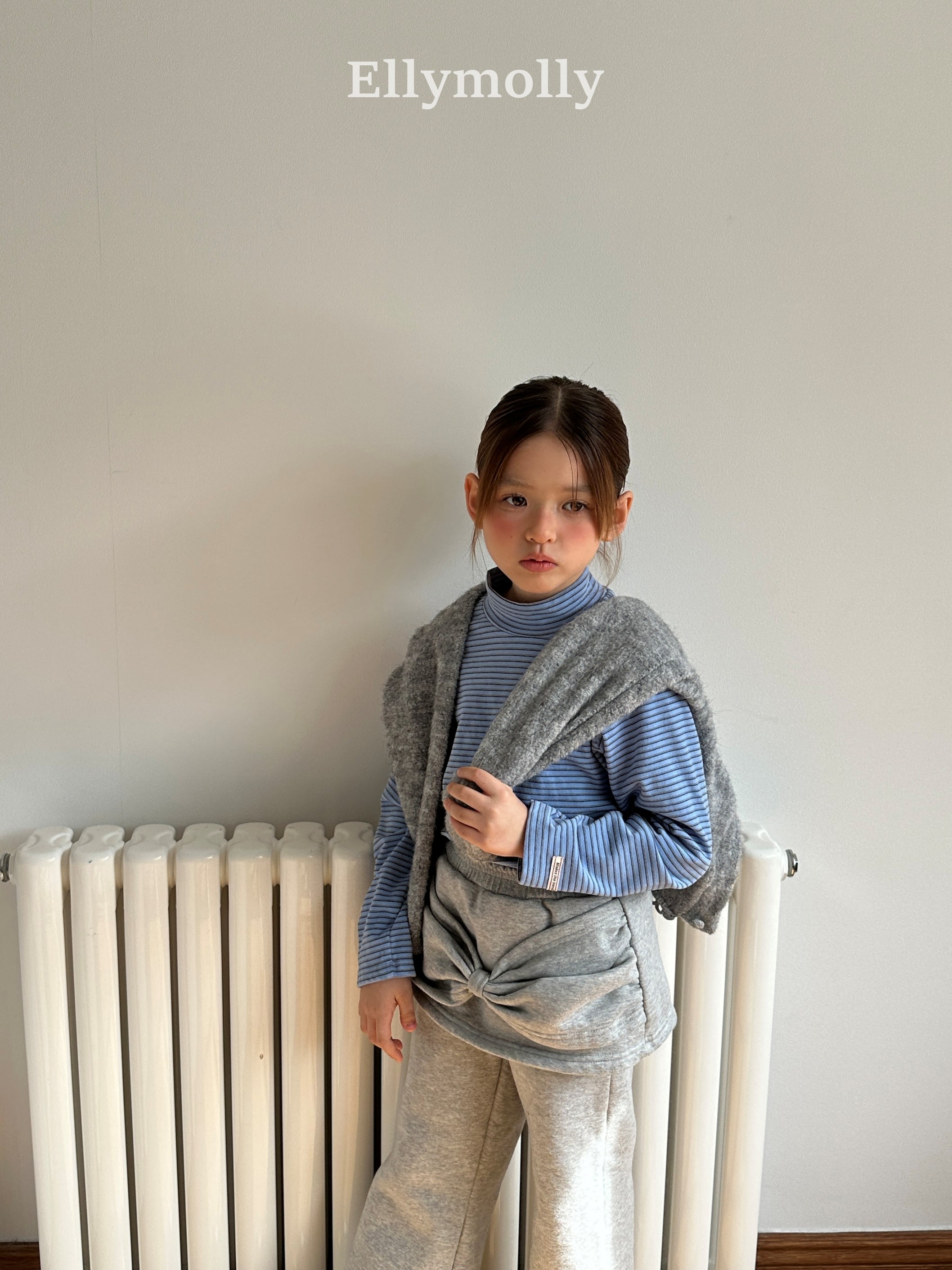 ［ELLY MOLLY］Mue stripe halfneck tee