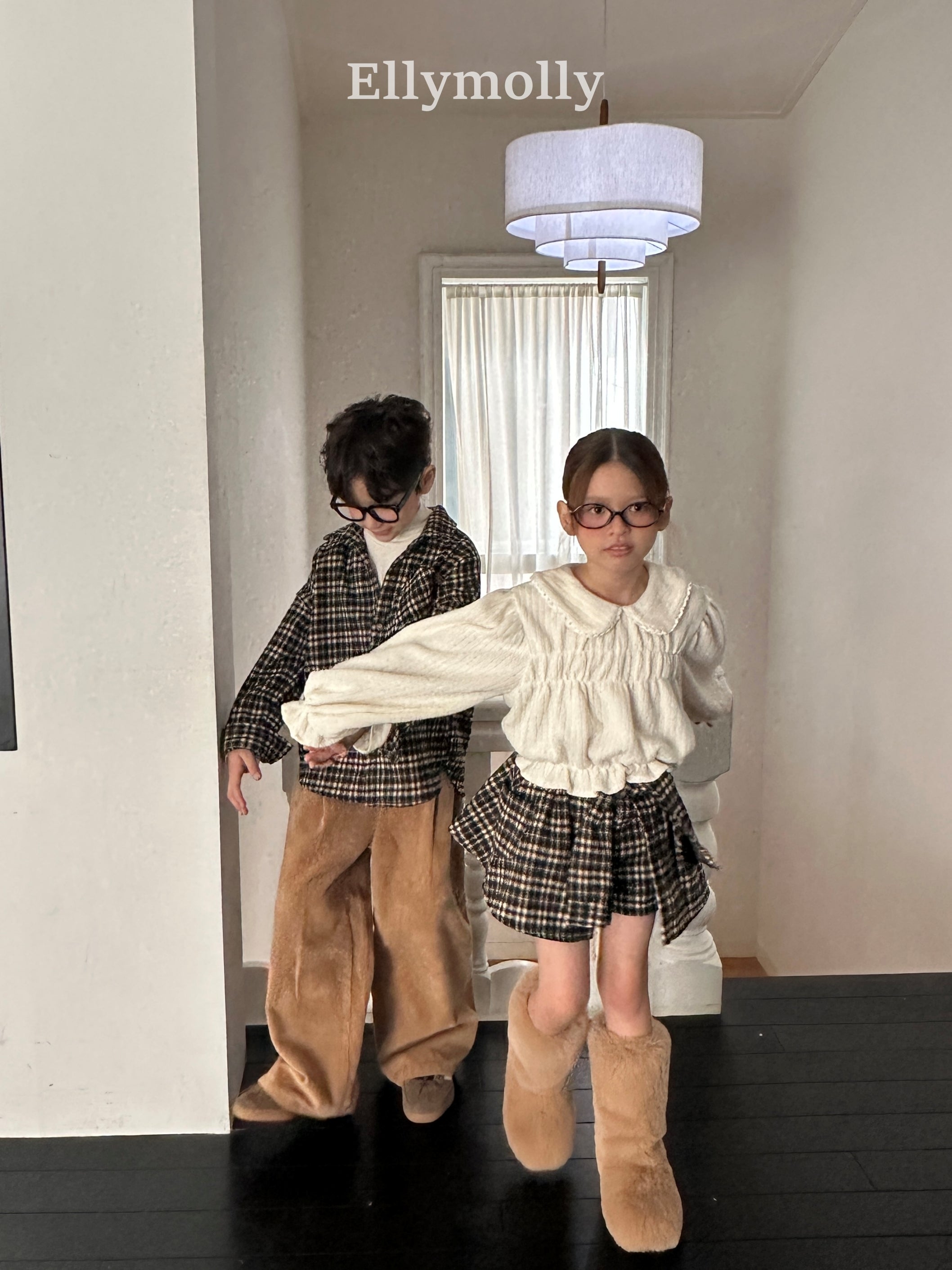 ［ELLY MOLLY］Miso check wrap pants