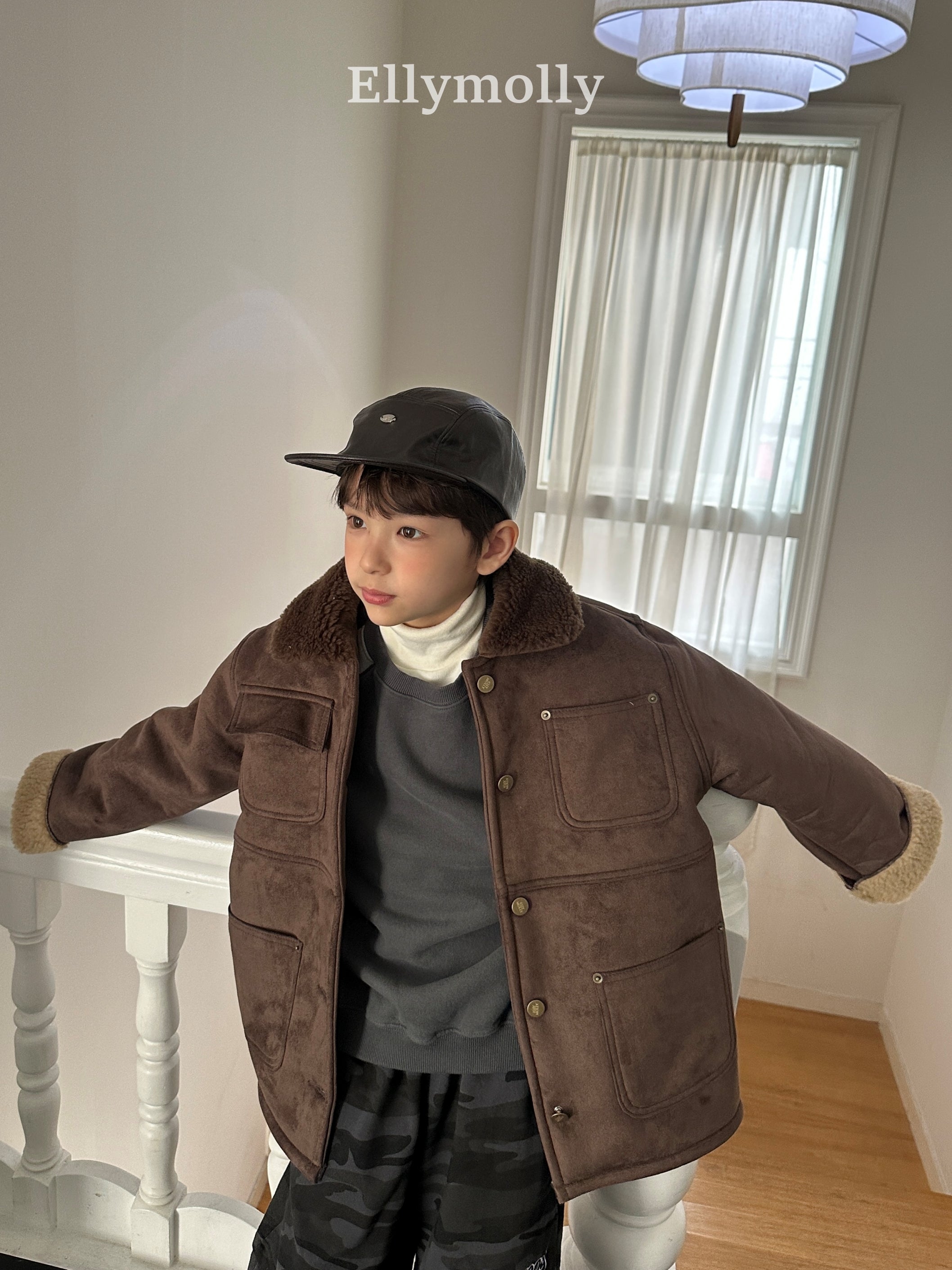 ［ELLY MOLLY］Soft tow tone mouton jacket