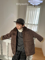 ［ELLY MOLLY］Soft tow tone mouton jacket