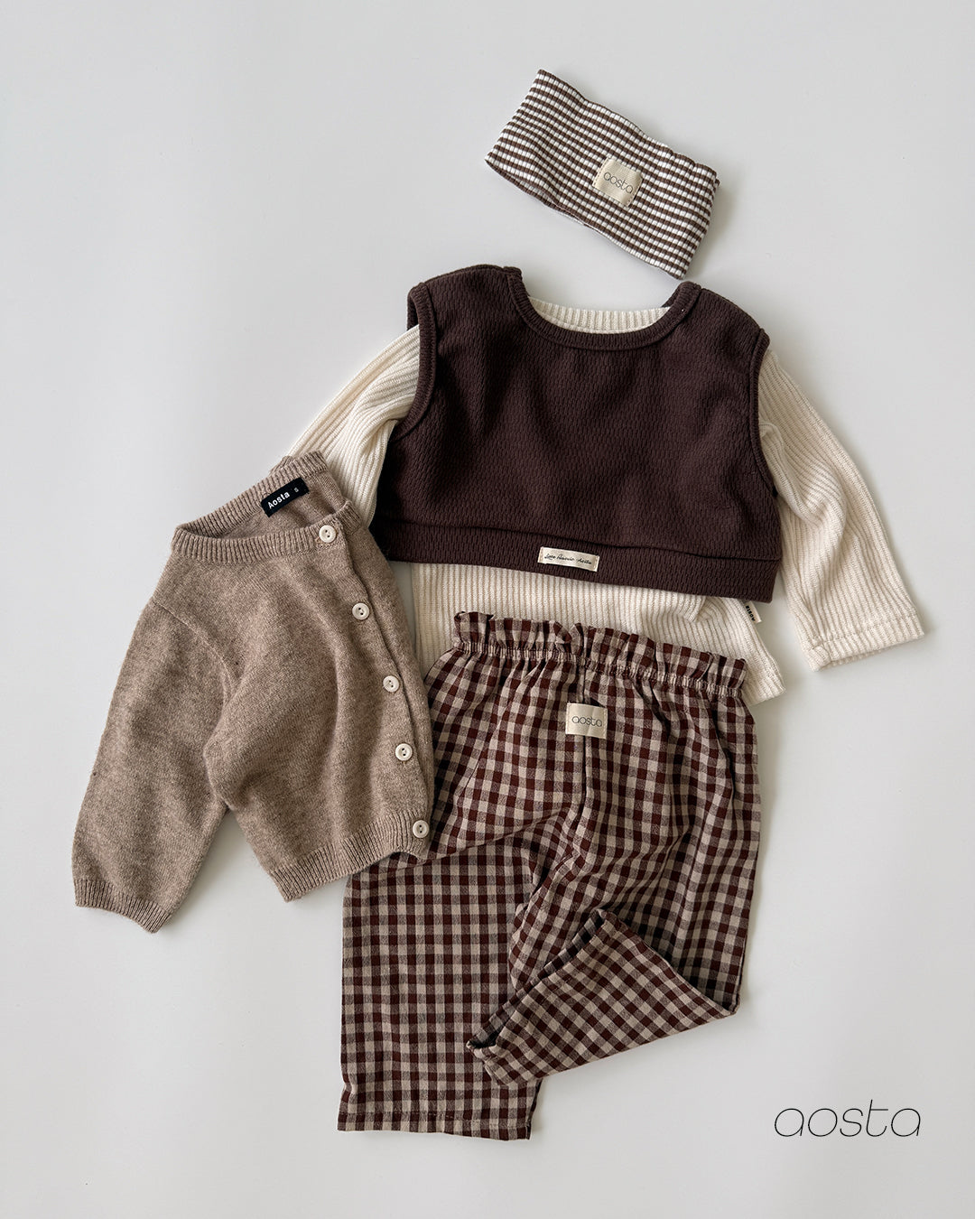 ［Aosta］Caramel Check Pants